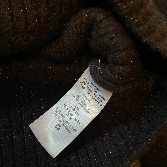 Time and Tru Women’s Mock Neck Sweater Tunic Long Sleeves Black metallic black - Picture 2 of 7